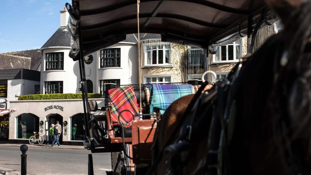 Horse and carriage in front of The Ross Hotel